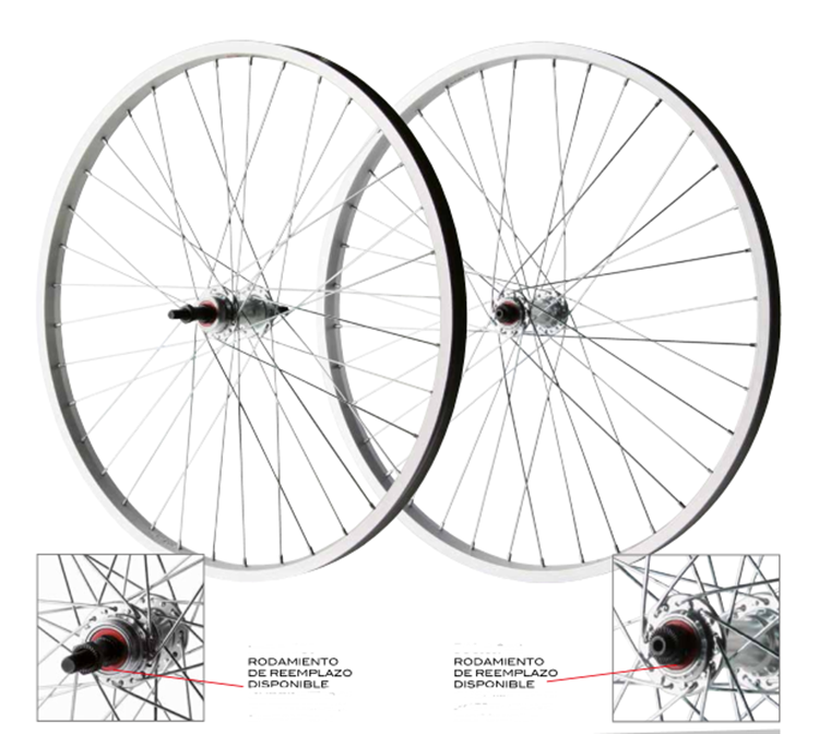 RUEDA BICICLETA DELANTERA 26 ALUM BUJE RODAMIENTOS CIERRE TUERCA